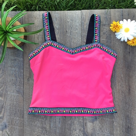 lulumari Tops - LULUMARI HOT PINK TRIBAL PRINT  CROP